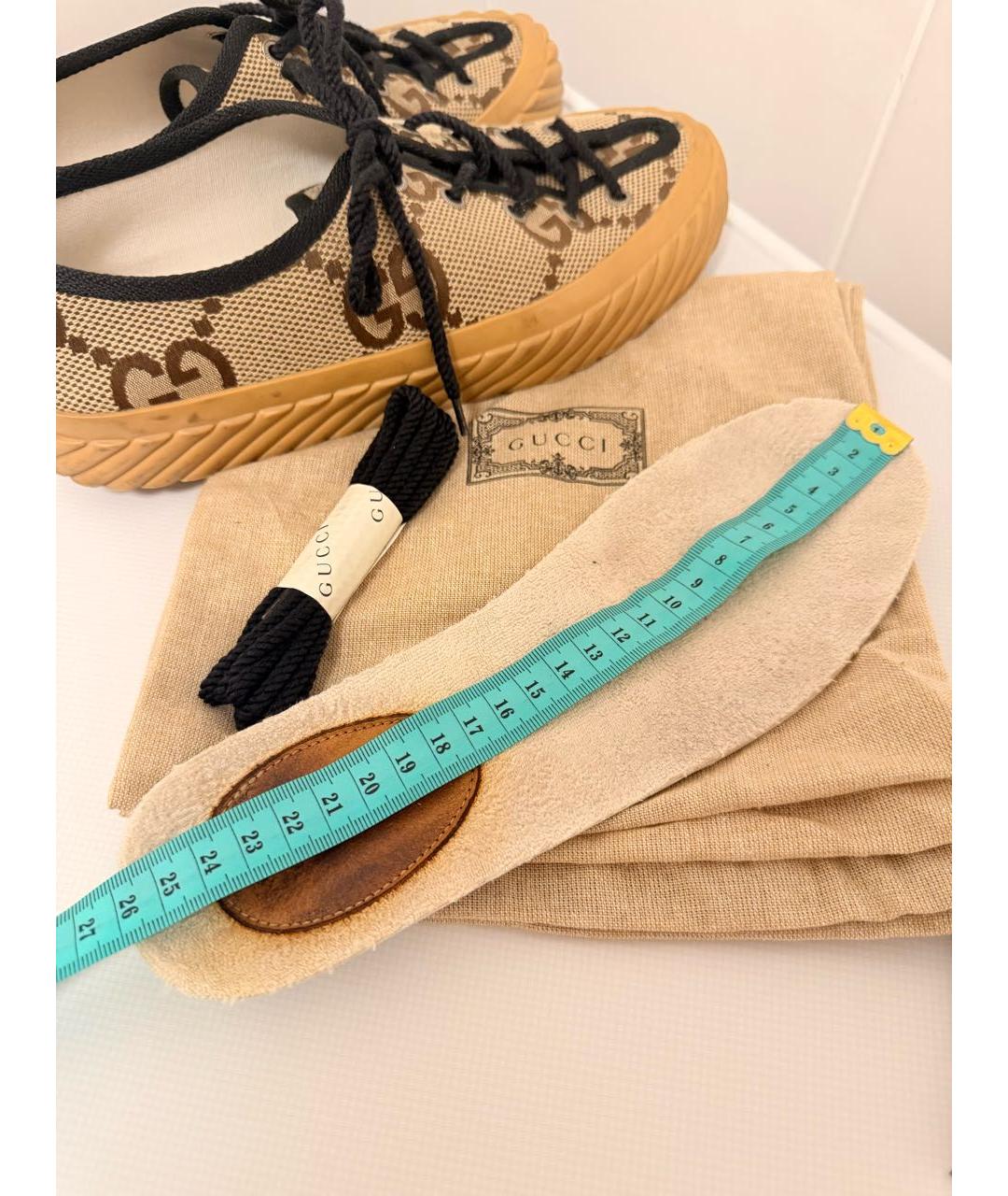GUCCI Коричневые текстильные кеды, фото 7