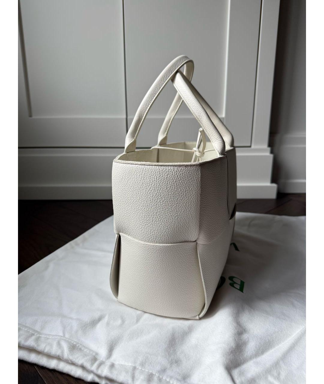 BOTTEGA VENETA Белая кожаная сумка тоут, фото 6