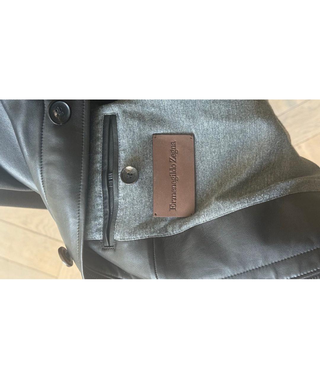 ERMENEGILDO ZEGNA XXX Черная кожаная куртка, фото 6
