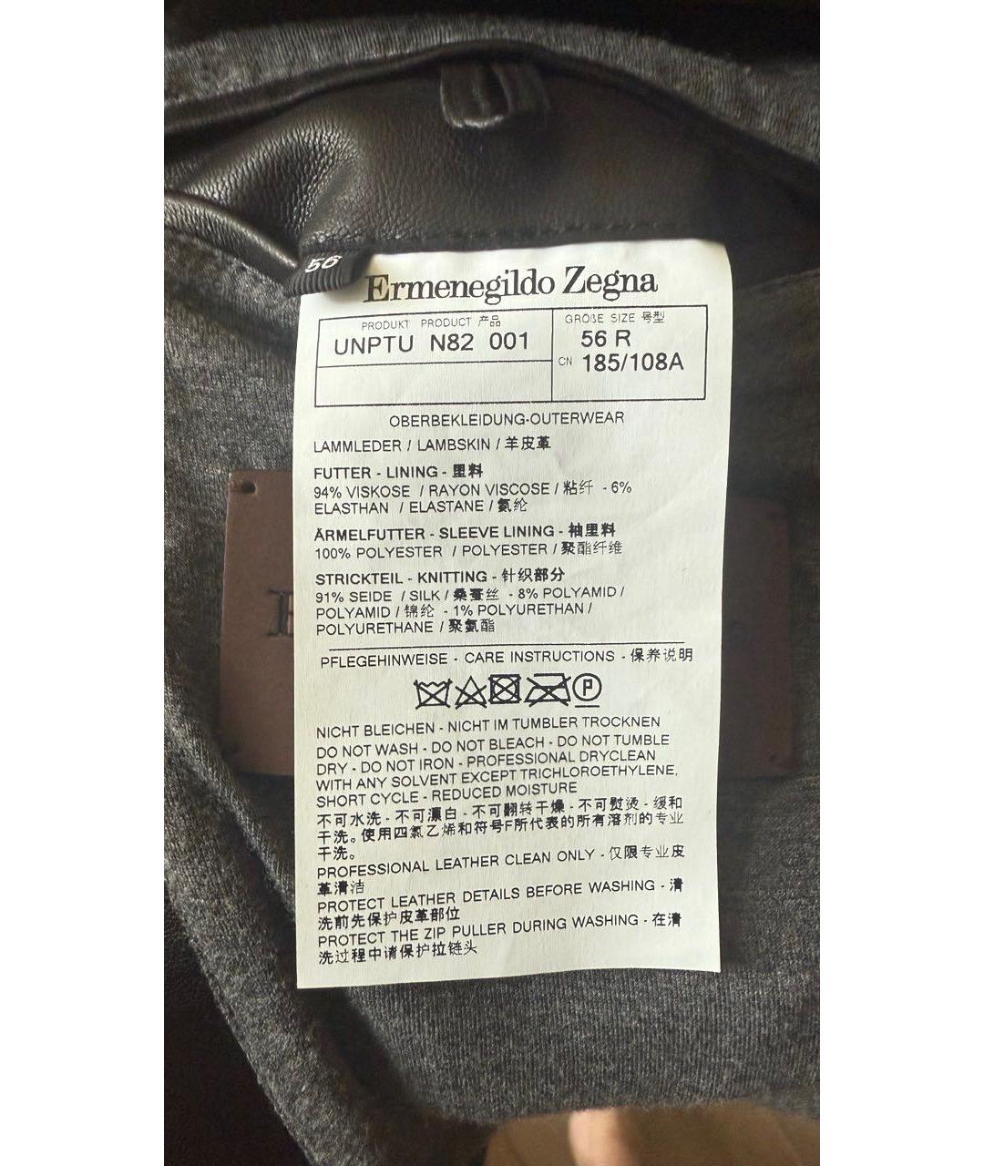 ERMENEGILDO ZEGNA XXX Черная кожаная куртка, фото 7