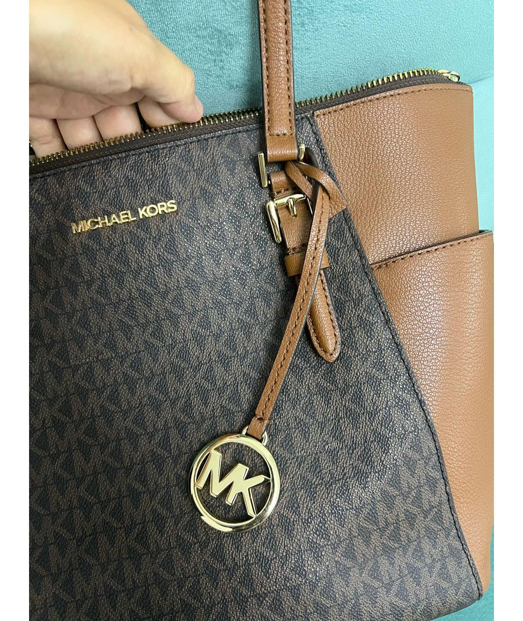 MICHAEL KORS Коричневая кожаная сумка с короткими ручками, фото 6