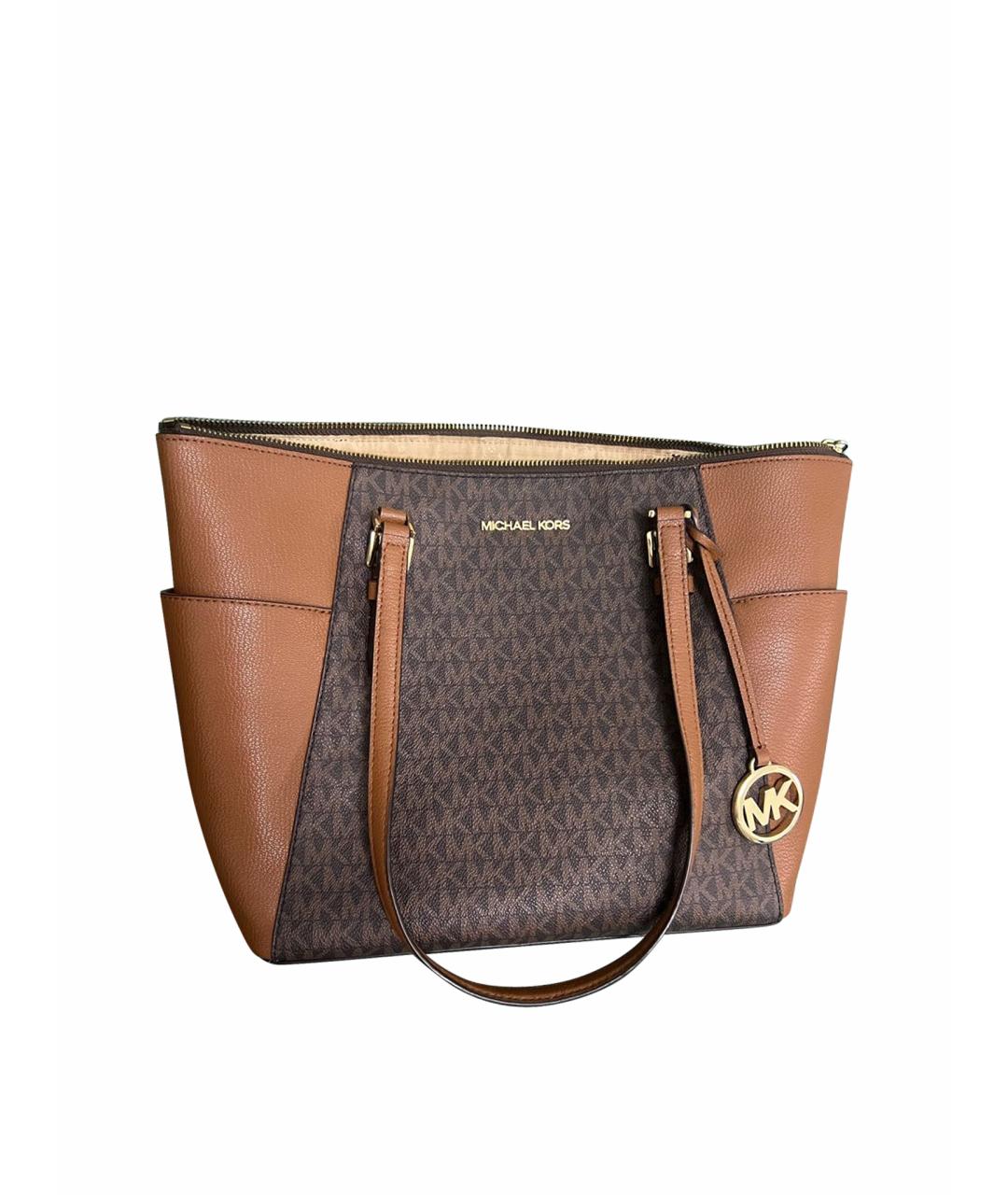 MICHAEL KORS Коричневая кожаная сумка с короткими ручками, фото 1