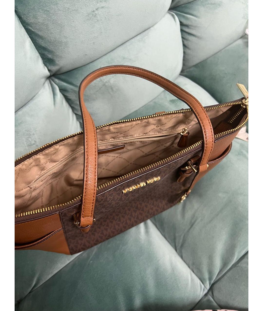 MICHAEL KORS Коричневая кожаная сумка с короткими ручками, фото 4