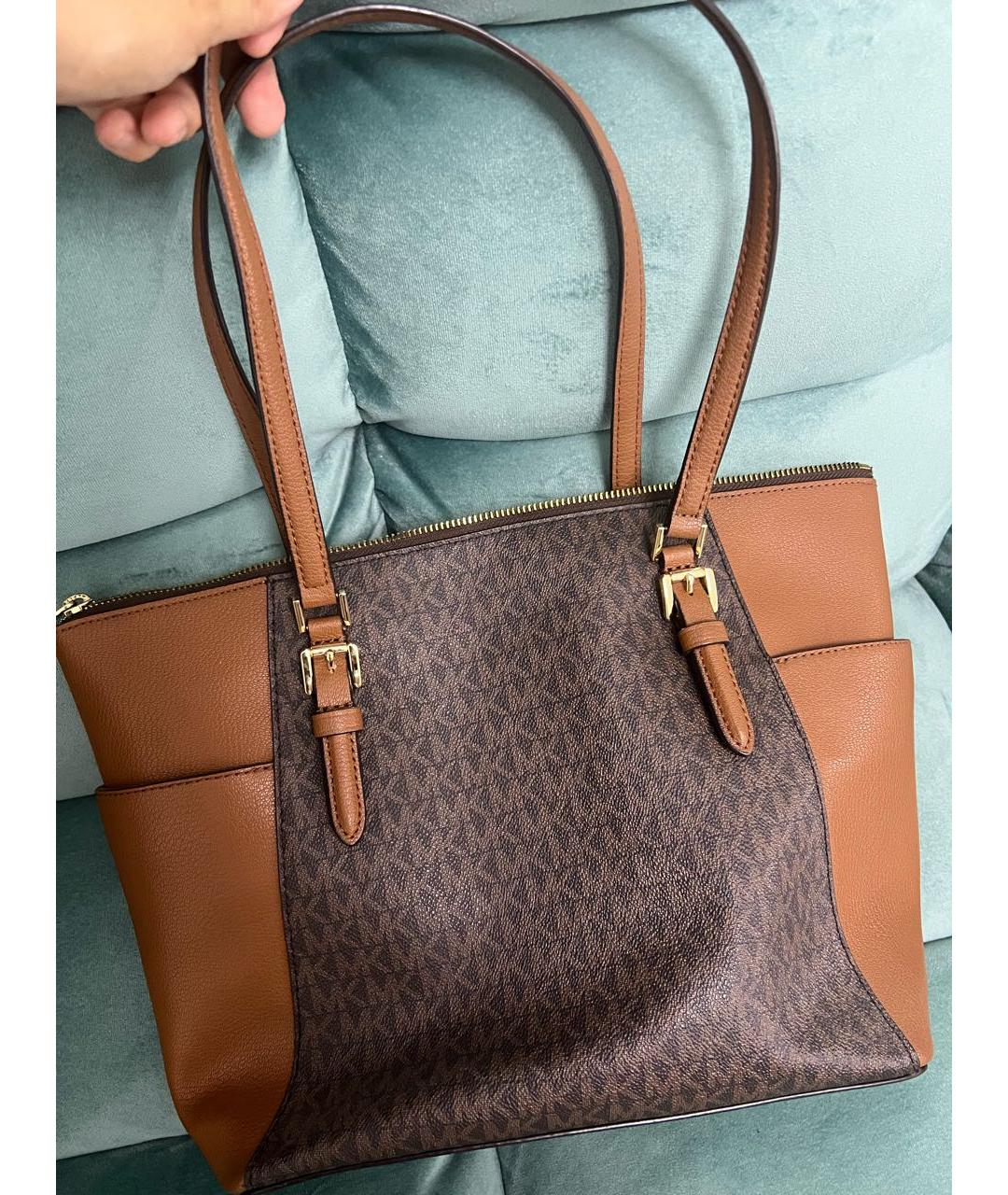 MICHAEL KORS Коричневая кожаная сумка с короткими ручками, фото 3
