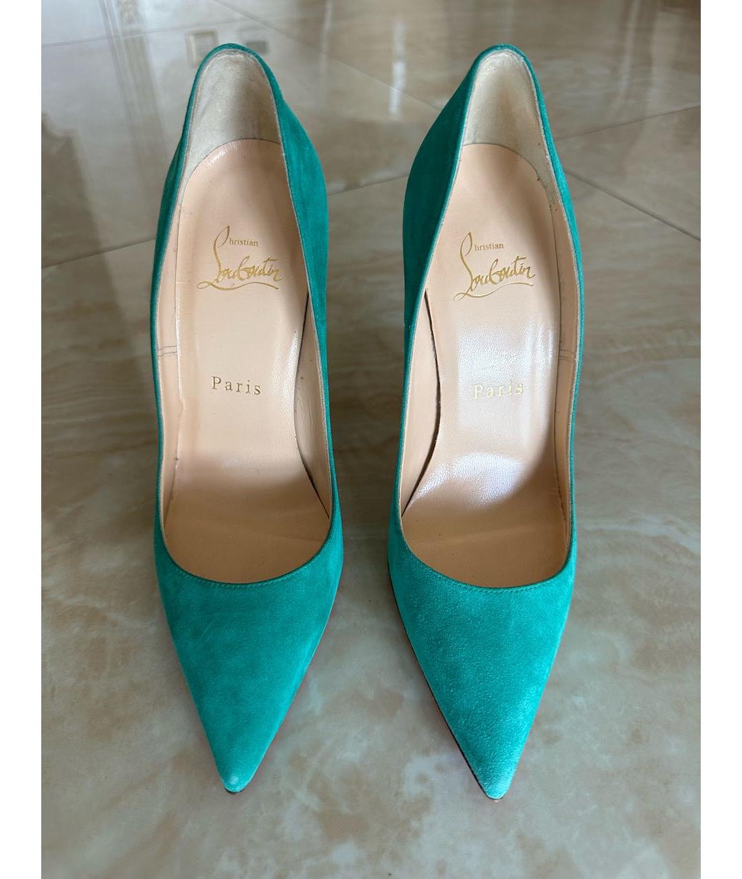 CHRISTIAN LOUBOUTIN Зеленые замшевые туфли, фото 3
