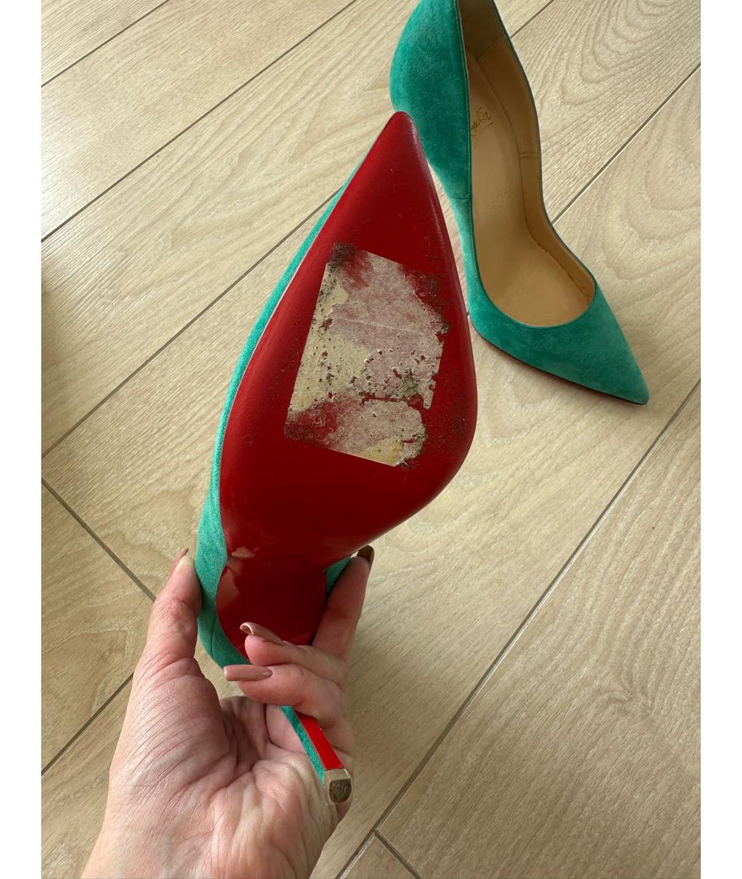 CHRISTIAN LOUBOUTIN Зеленые замшевые туфли, фото 4