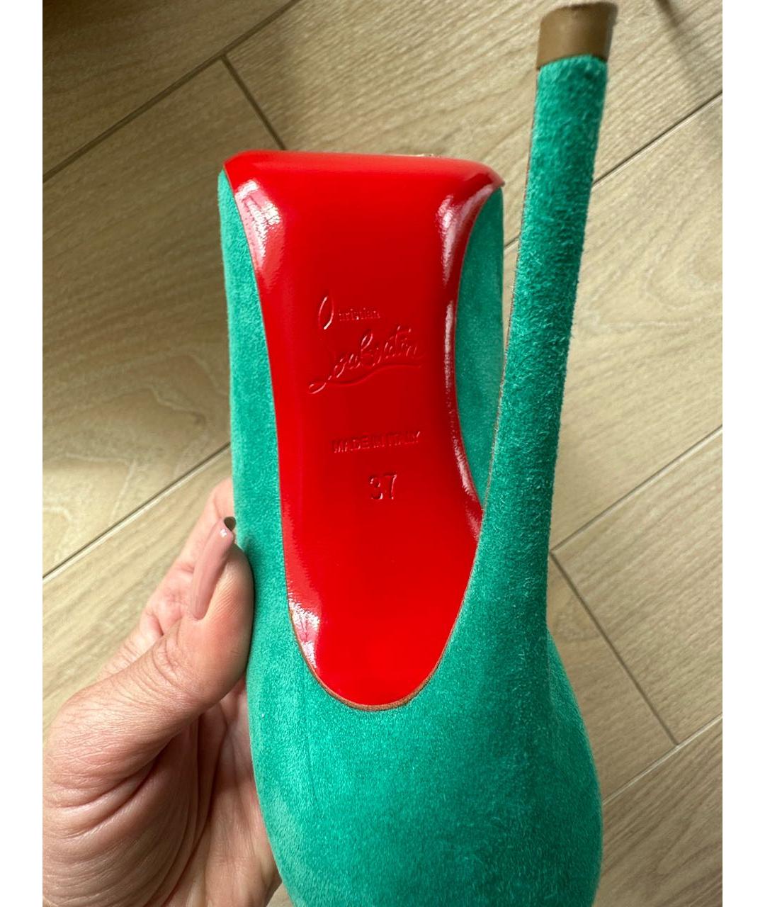 CHRISTIAN LOUBOUTIN Зеленые замшевые туфли, фото 5