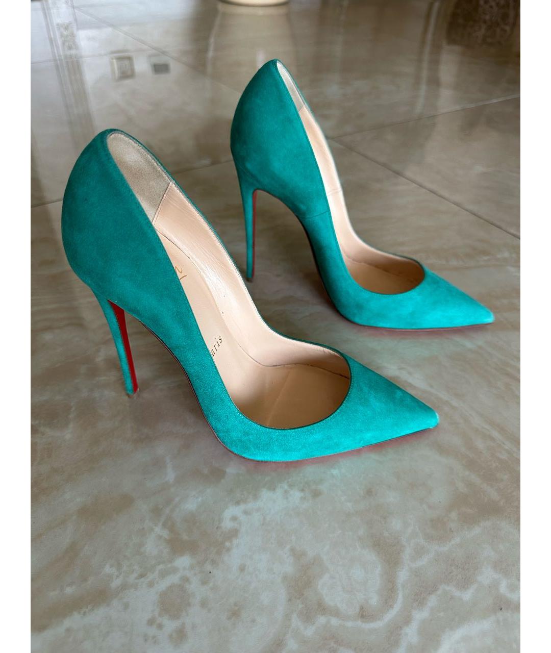 CHRISTIAN LOUBOUTIN Зеленые замшевые туфли, фото 7
