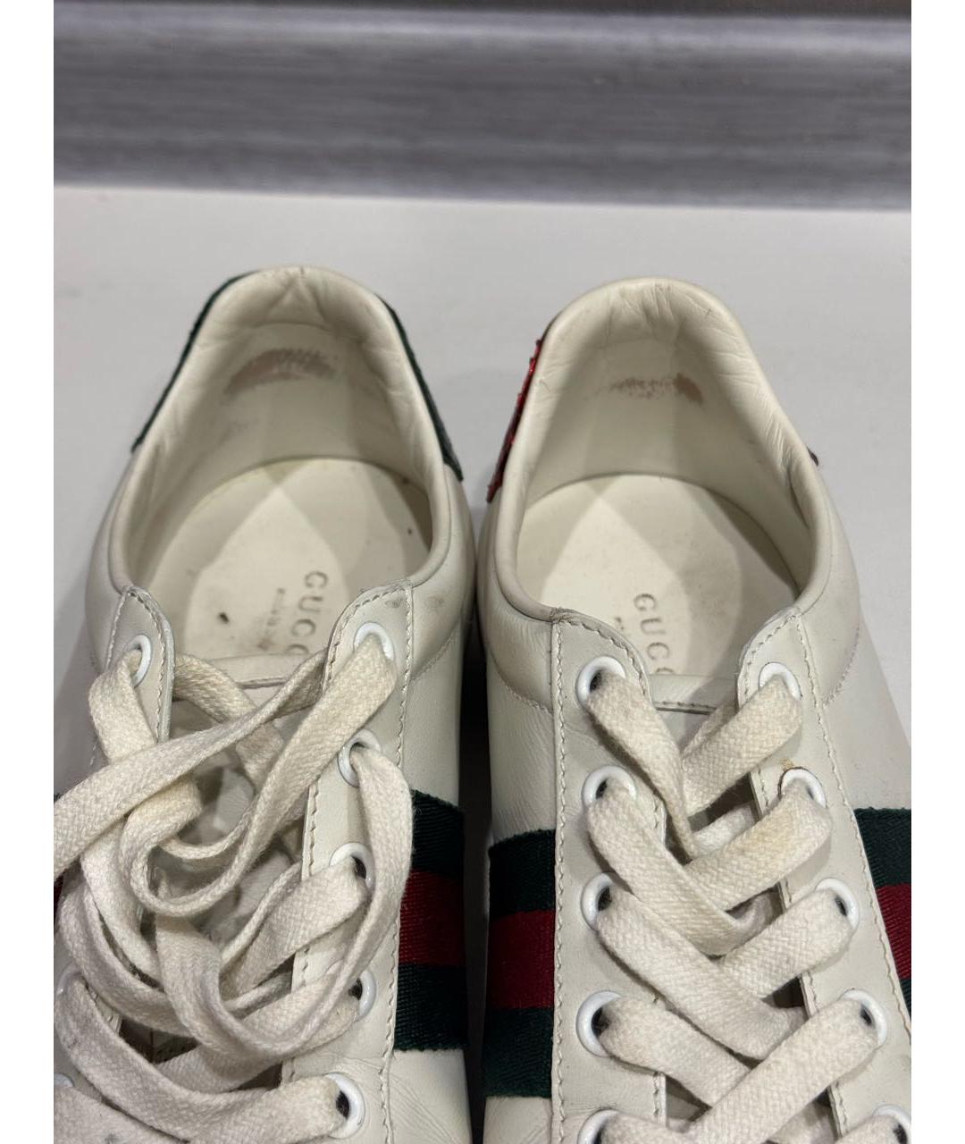 GUCCI Белые кожаные кеды, фото 4