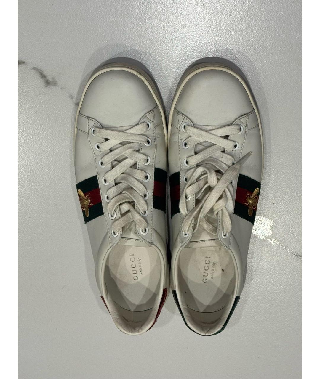 GUCCI Белые кожаные кеды, фото 3