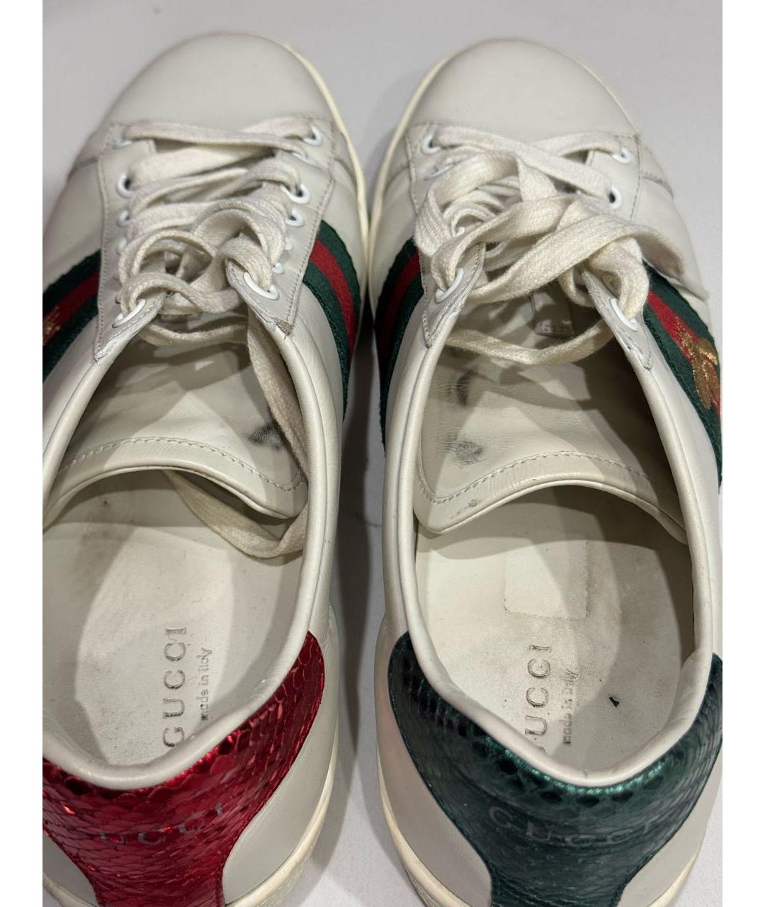 GUCCI Белые кожаные кеды, фото 5