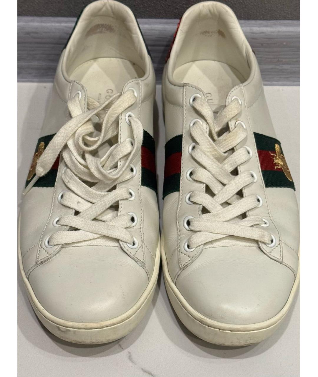GUCCI Белые кожаные кеды, фото 7
