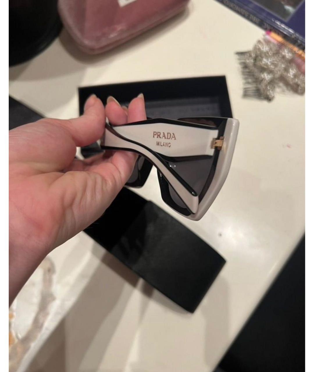 PRADA Черные пластиковые солнцезащитные очки, фото 3