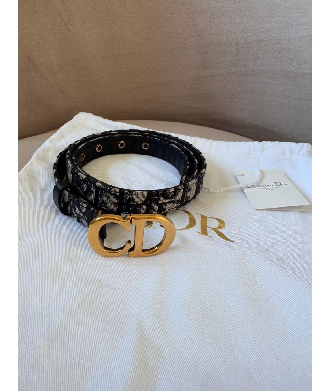 CHRISTIAN DIOR Темно-синий кожаный ремень, фото 4
