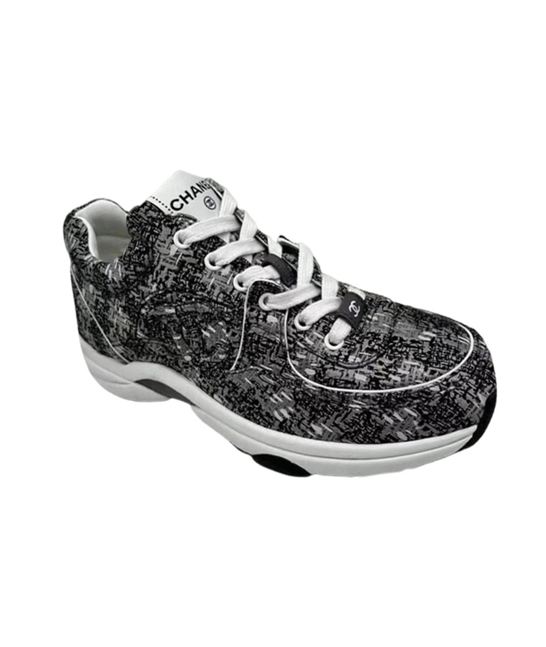 CHANEL Черные текстильные кроссовки, фото 1