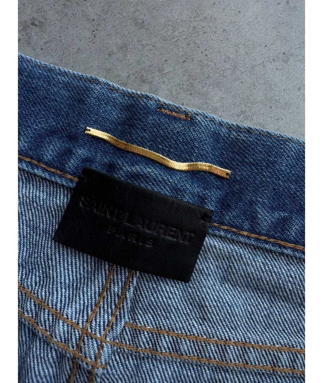 SAINT LAURENT Голубая деним юбка мини, фото 2