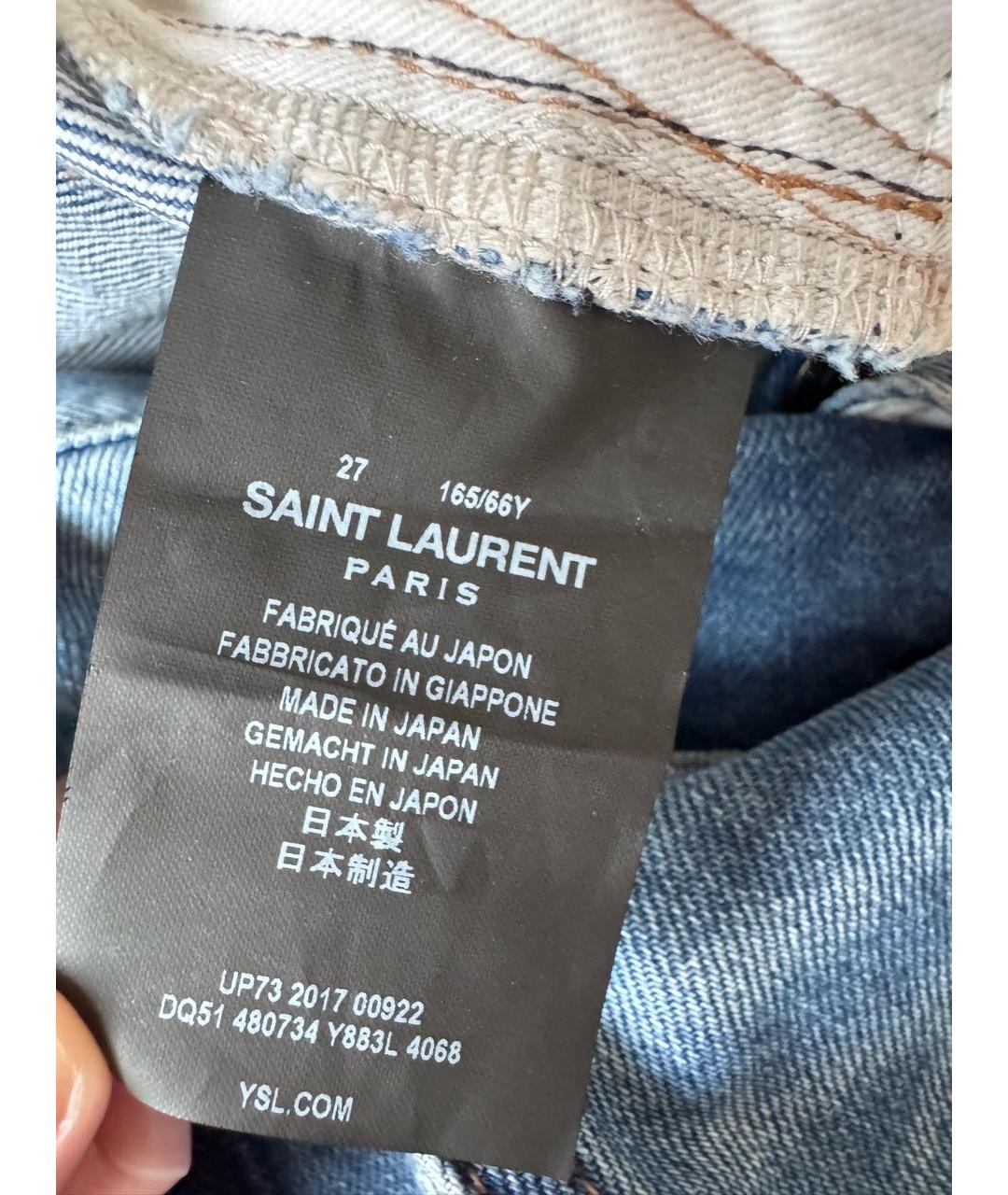 SAINT LAURENT Голубая деним юбка мини, фото 8