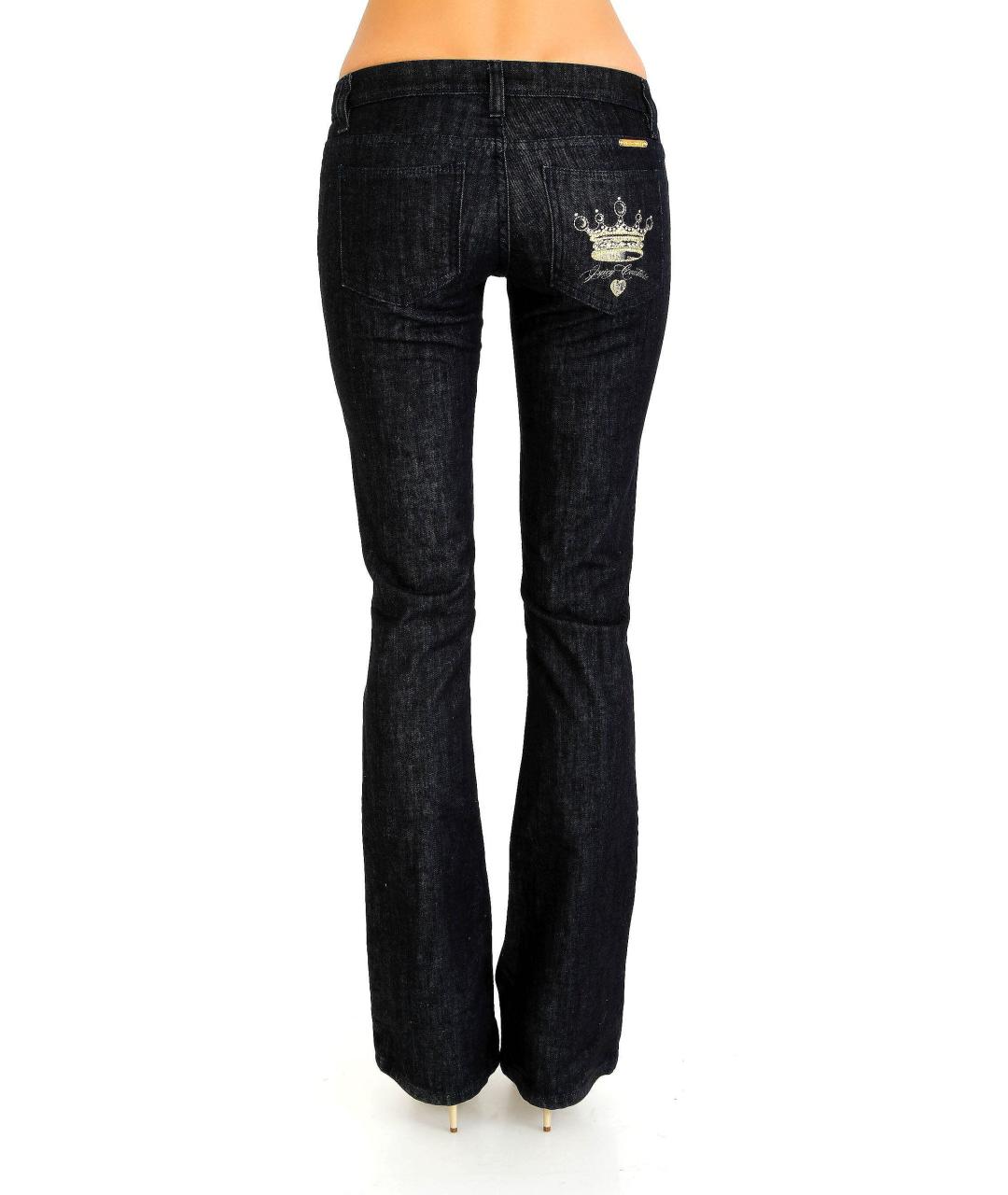 JUICY COUTURE Темно-синие хлопко-эластановые джинсы клеш, фото 2