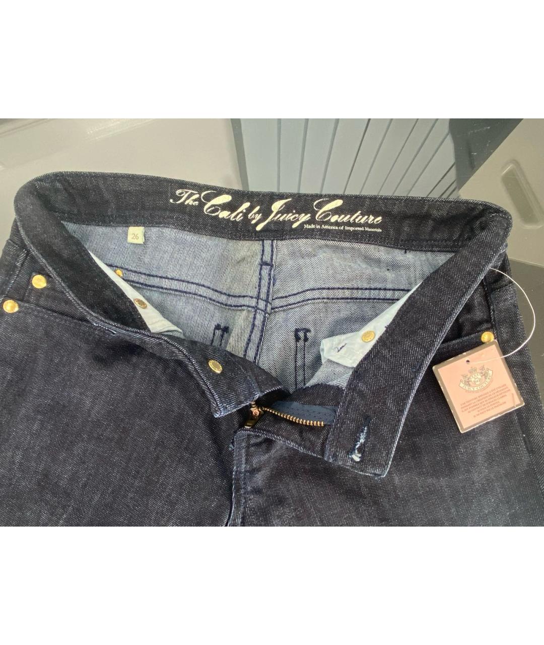 JUICY COUTURE Темно-синие хлопко-эластановые джинсы клеш, фото 3