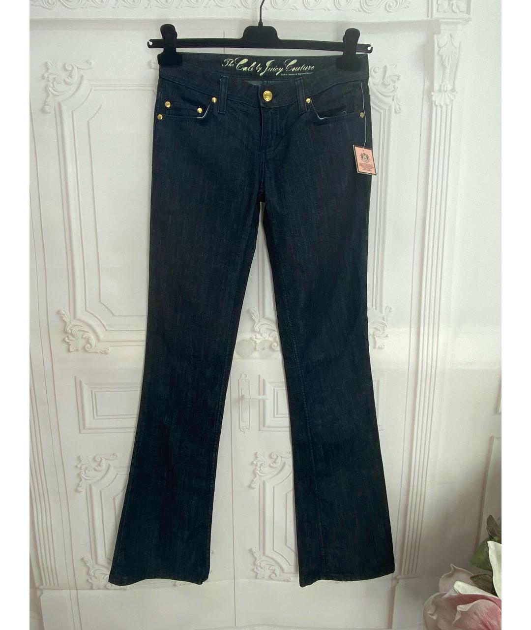 JUICY COUTURE Темно-синие хлопко-эластановые джинсы клеш, фото 6