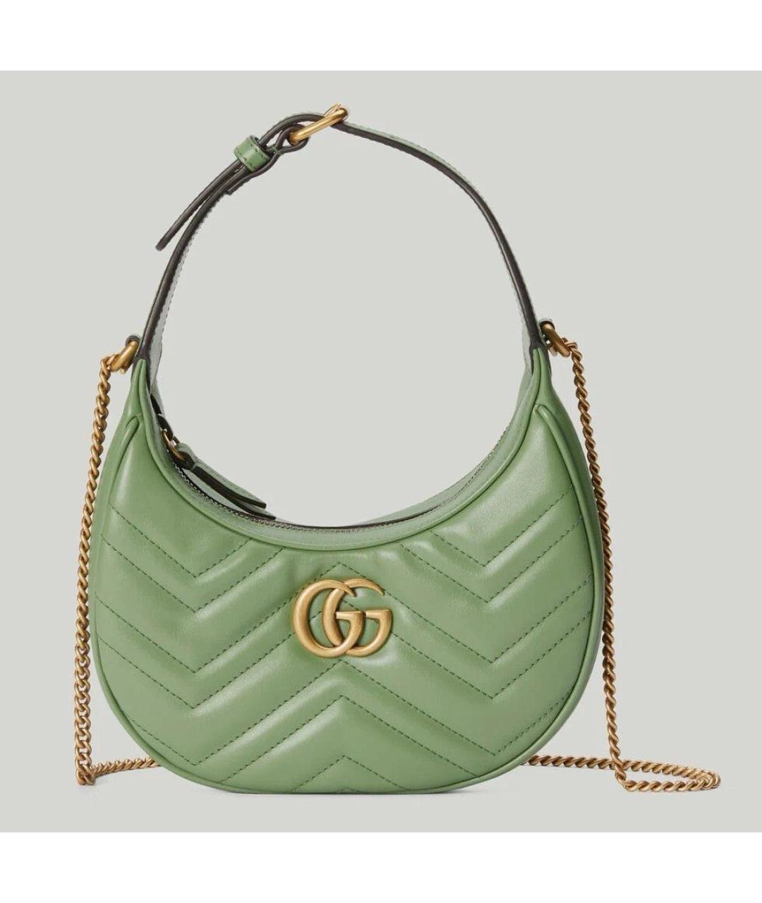 GUCCI Зеленая кожаная сумка с короткими ручками, фото 9