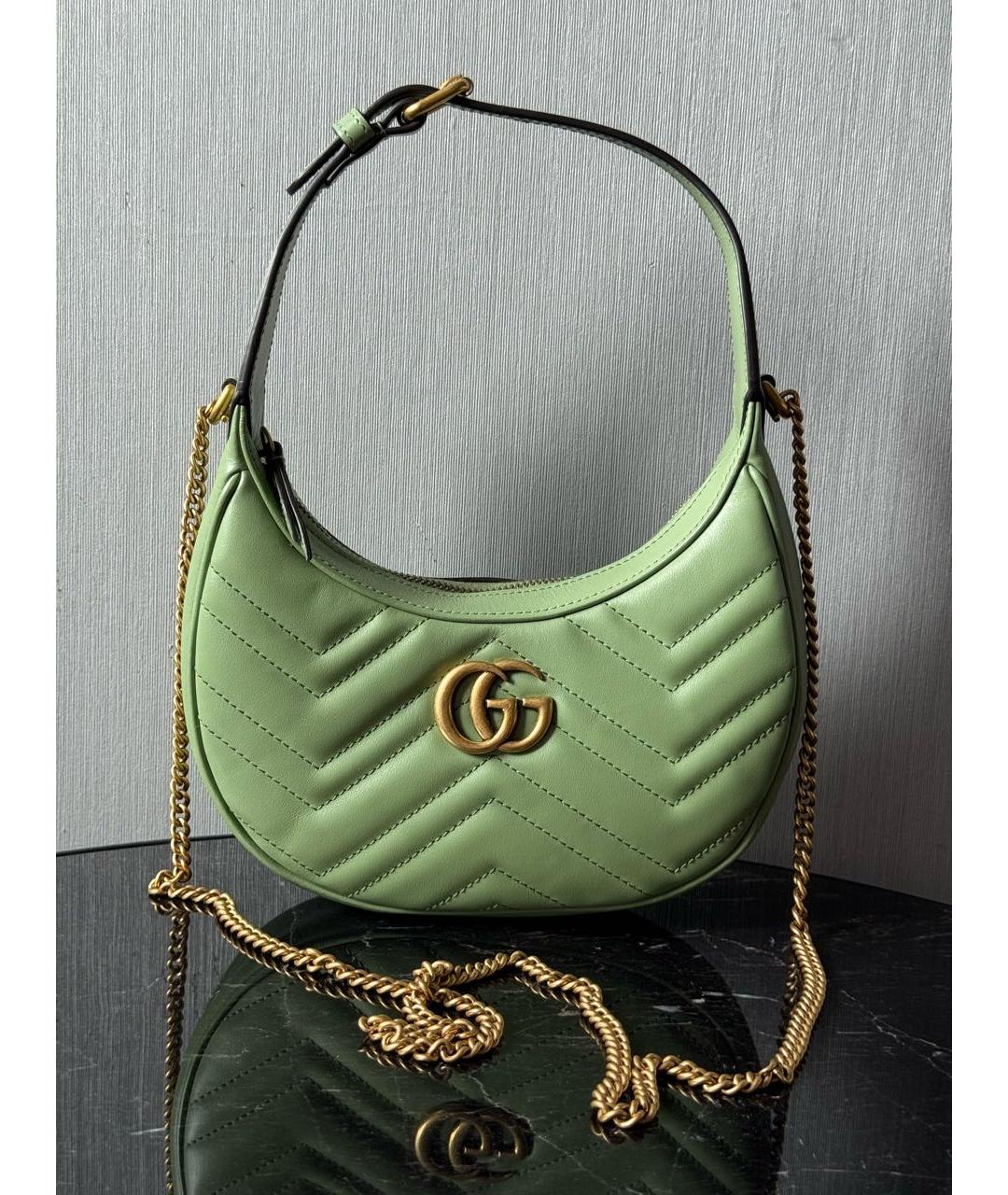 GUCCI Зеленая кожаная сумка с короткими ручками, фото 2