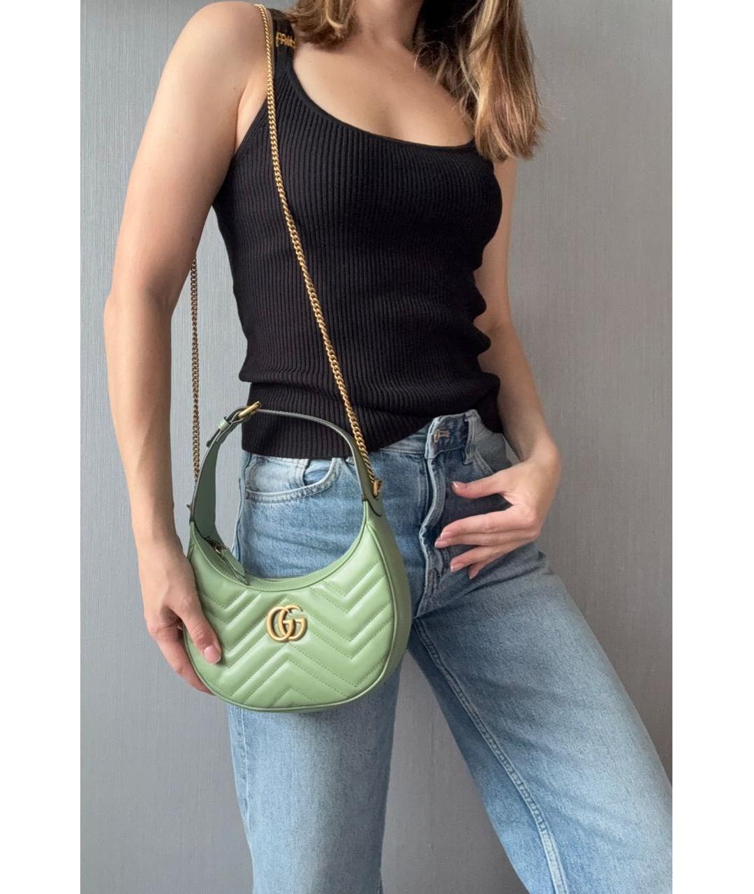GUCCI Зеленая кожаная сумка с короткими ручками, фото 6