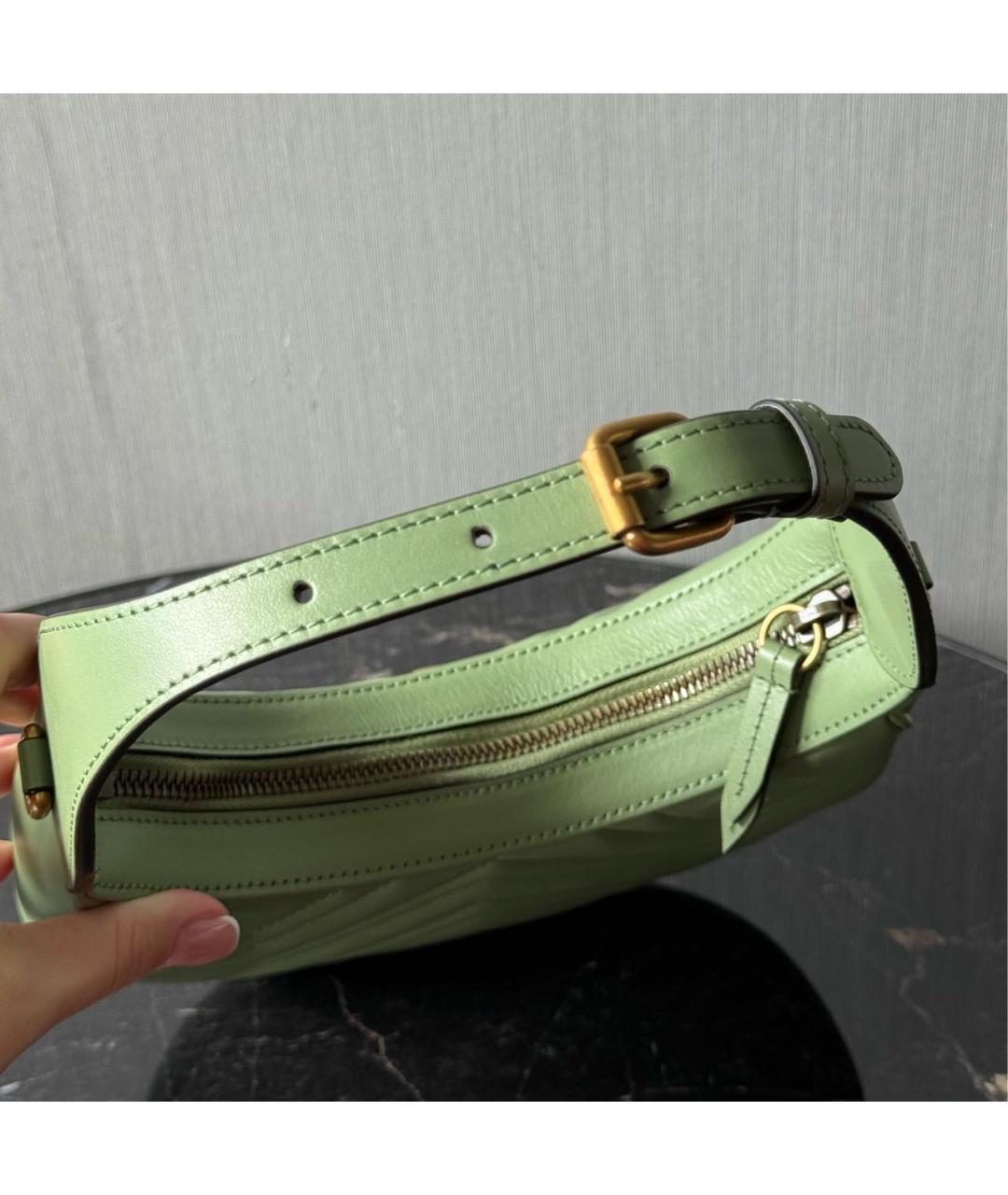 GUCCI Зеленая кожаная сумка с короткими ручками, фото 8