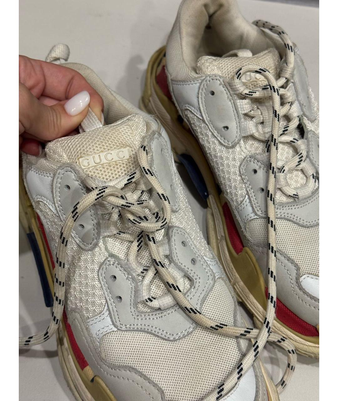BALENCIAGA Серые кожаные кроссовки, фото 6