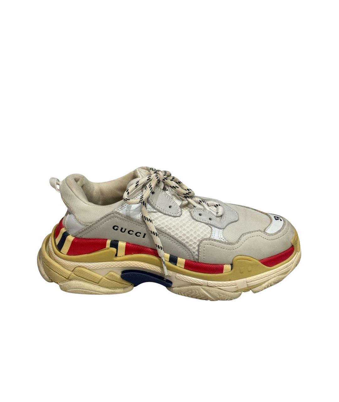 BALENCIAGA Серые кожаные кроссовки, фото 1