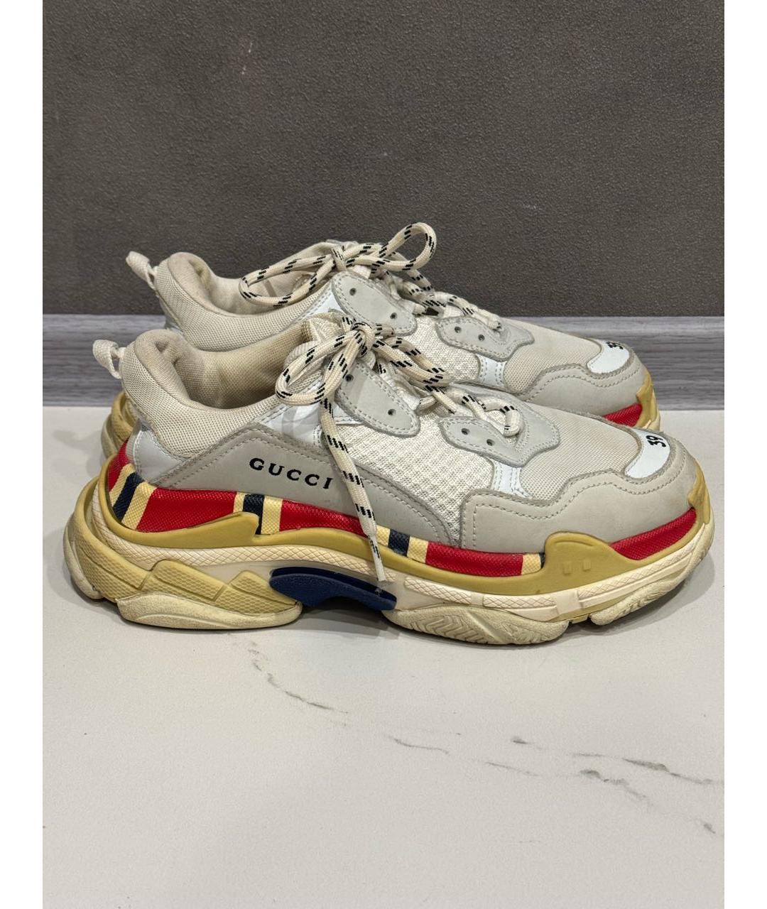 BALENCIAGA Серые кожаные кроссовки, фото 9