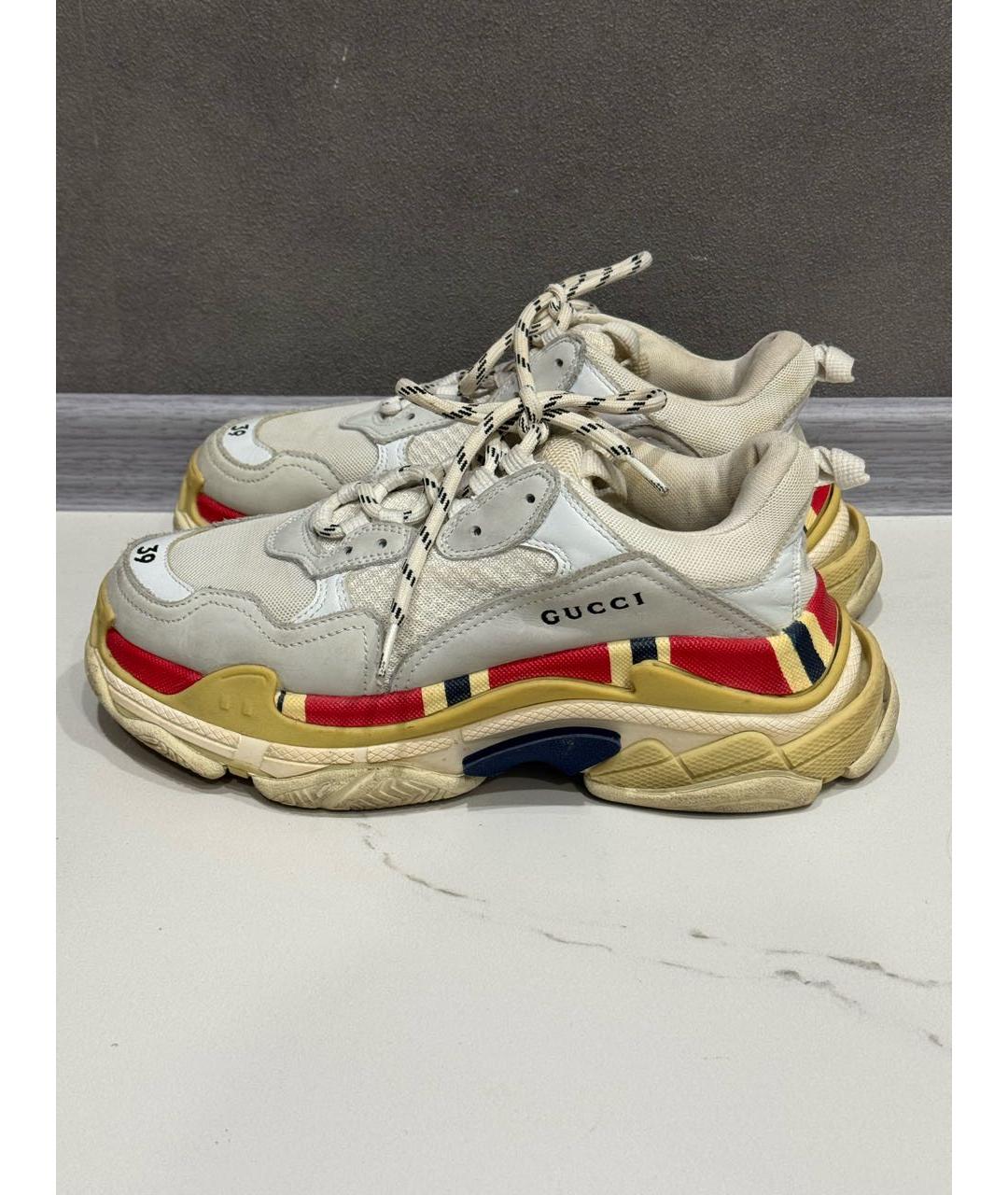 BALENCIAGA Серые кожаные кроссовки, фото 5