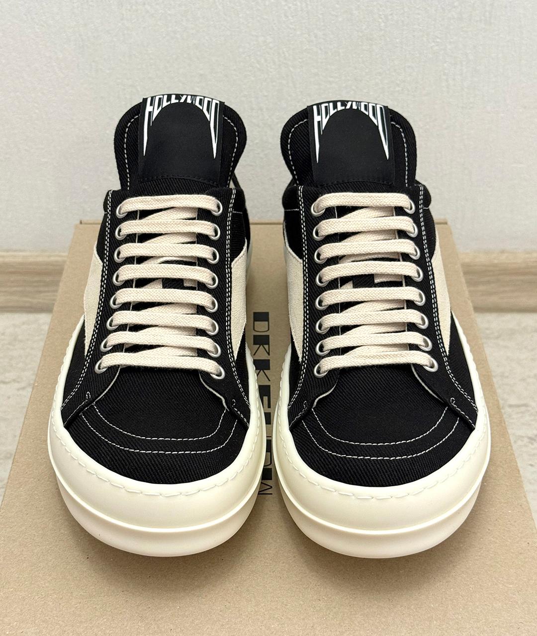 RICK OWENS Черные низкие кроссовки / кеды, фото 3