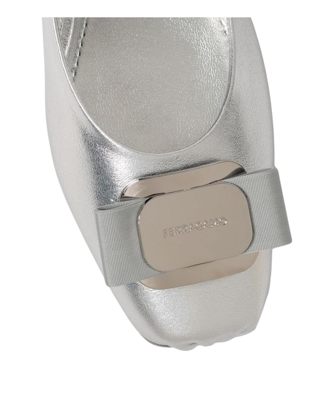 FERRAGAMO Серебряные балетки, фото 4