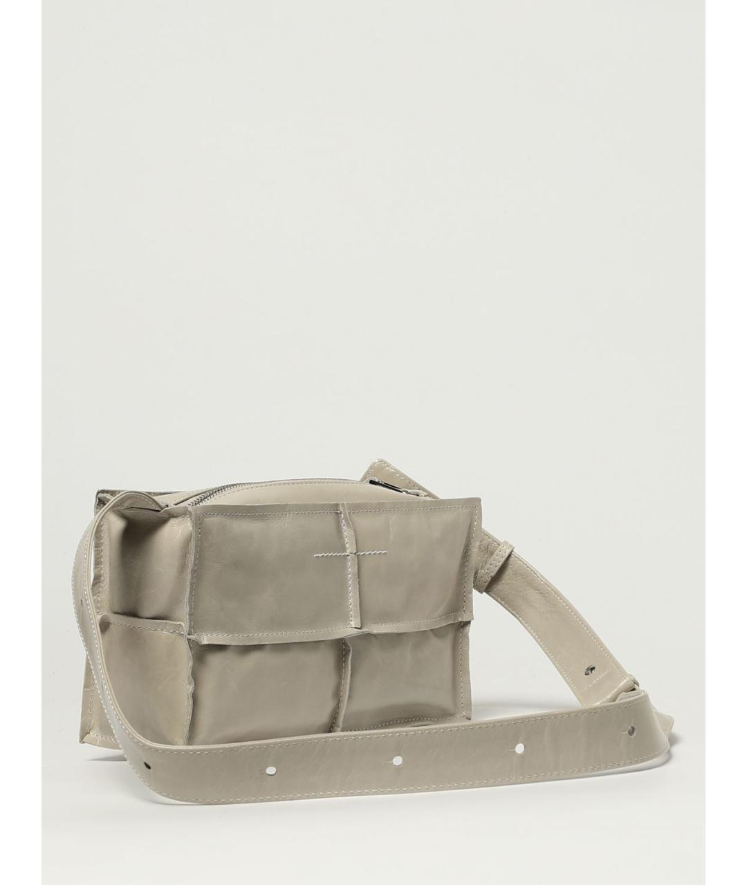 MM6 MAISON MARGIELA Серая кожаная сумка через плечо, фото 3