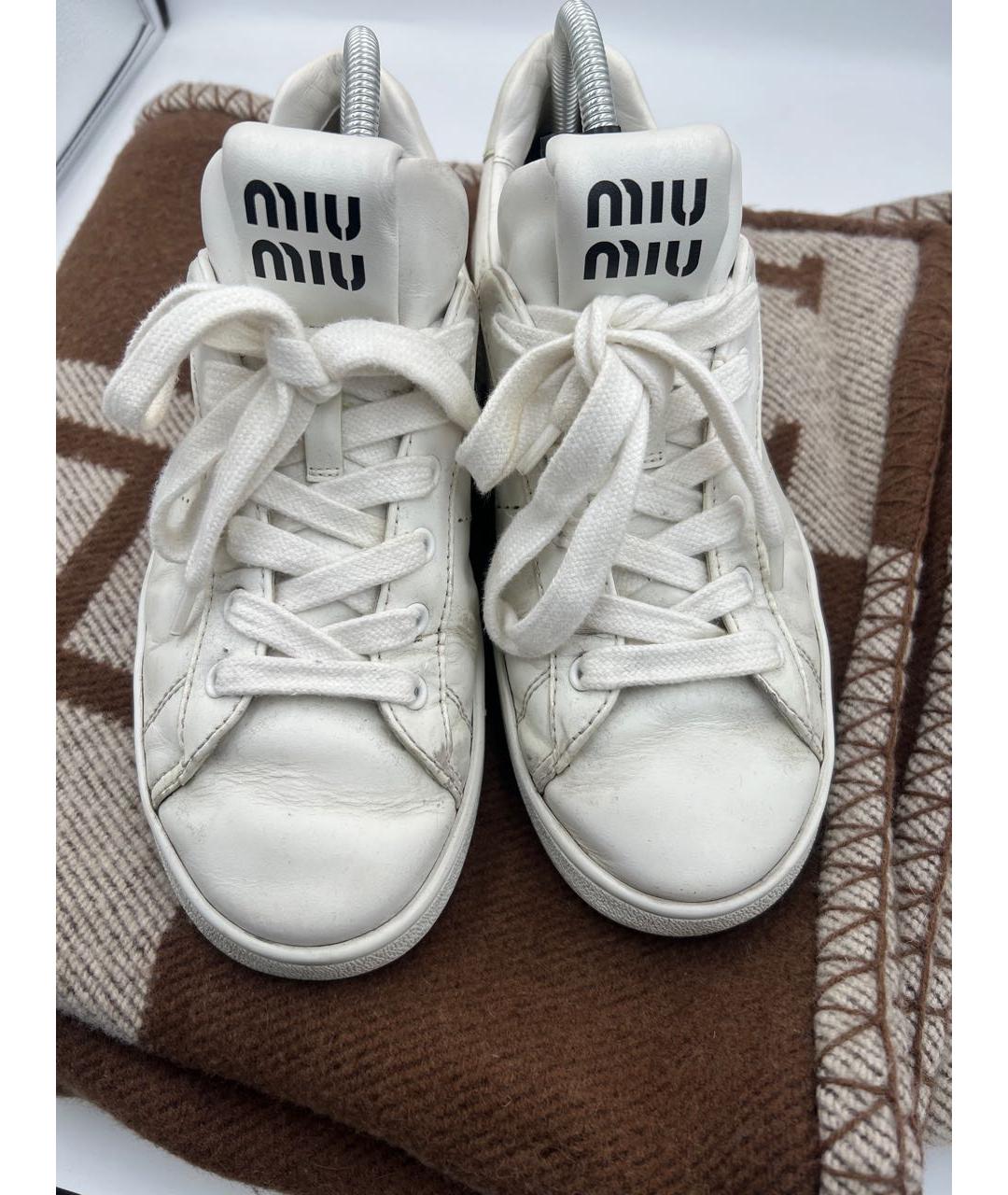MIU MIU Белые кожаные кроссовки, фото 8