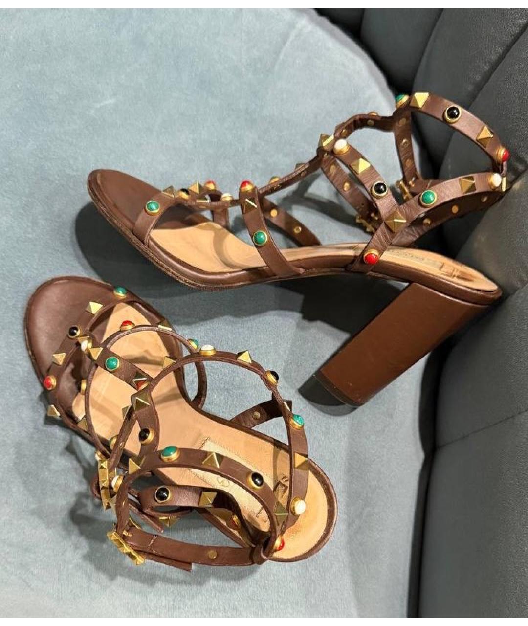 VALENTINO Коричневые кожаные босоножки, фото 3