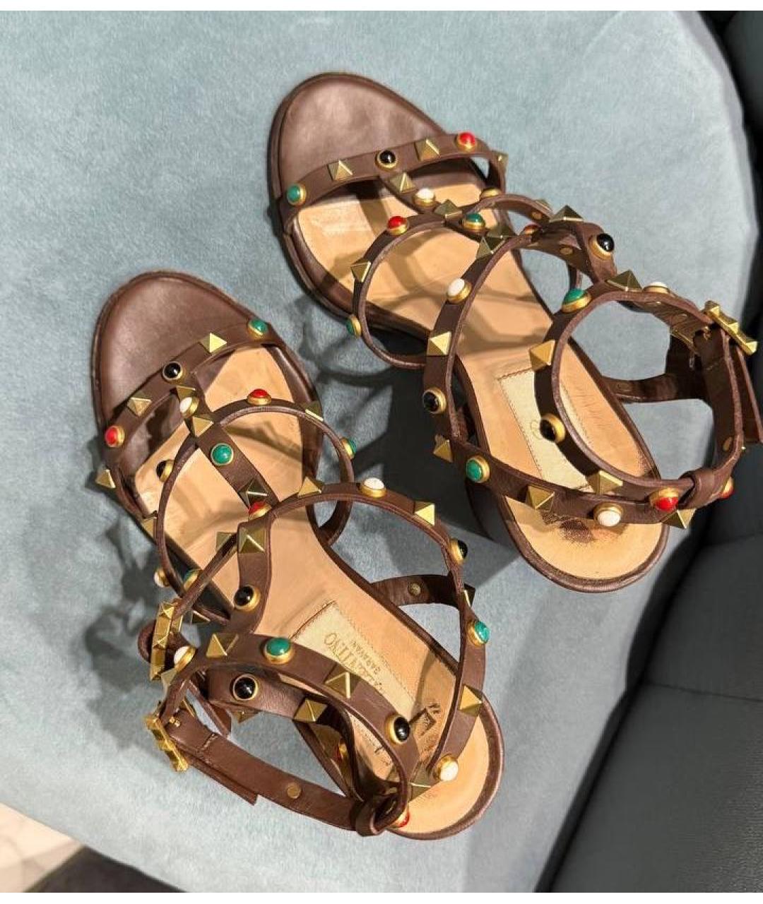 VALENTINO Коричневые кожаные босоножки, фото 2