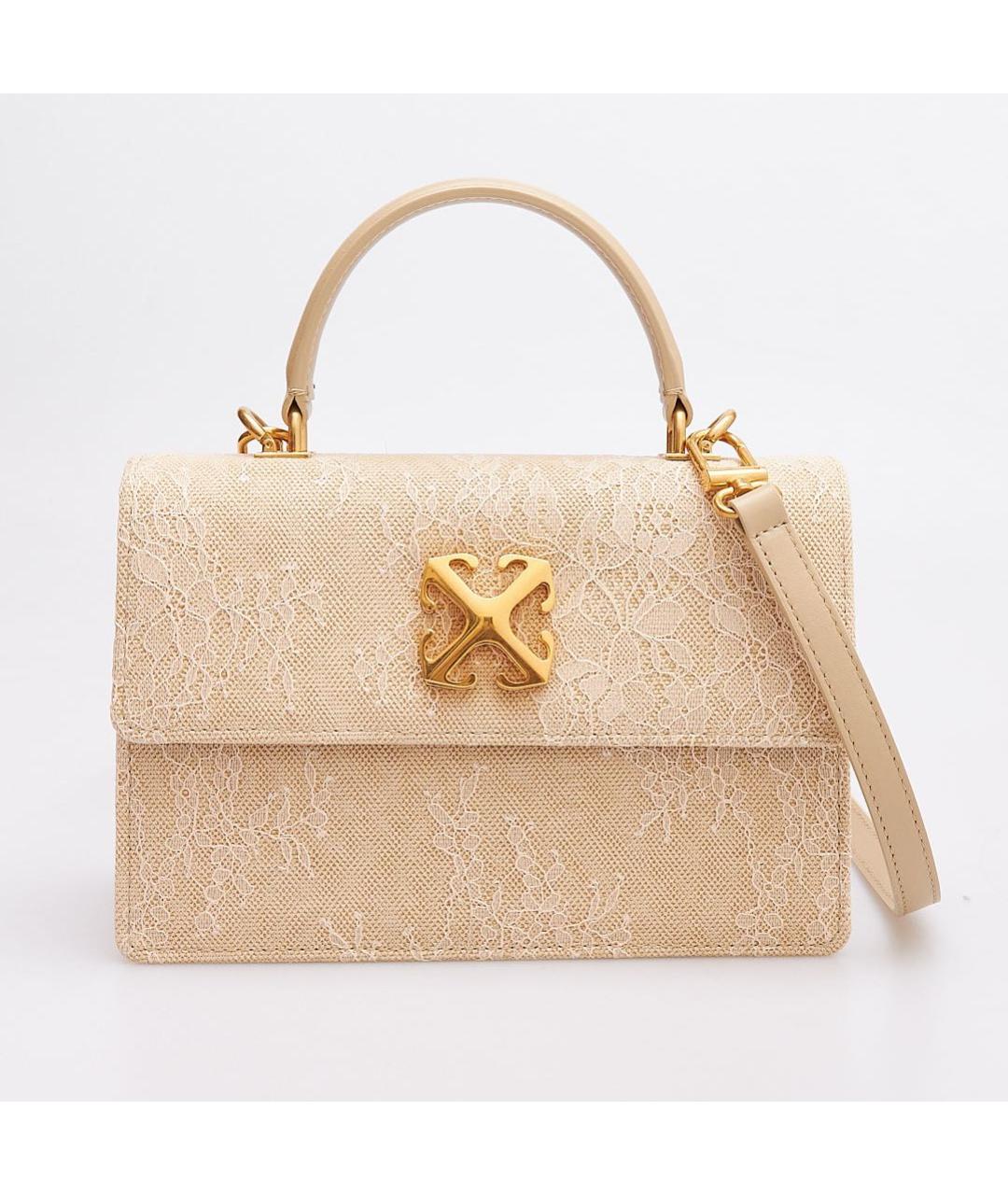 OFF-WHITE Бежевая тканевая сумка с короткими ручками, фото 8