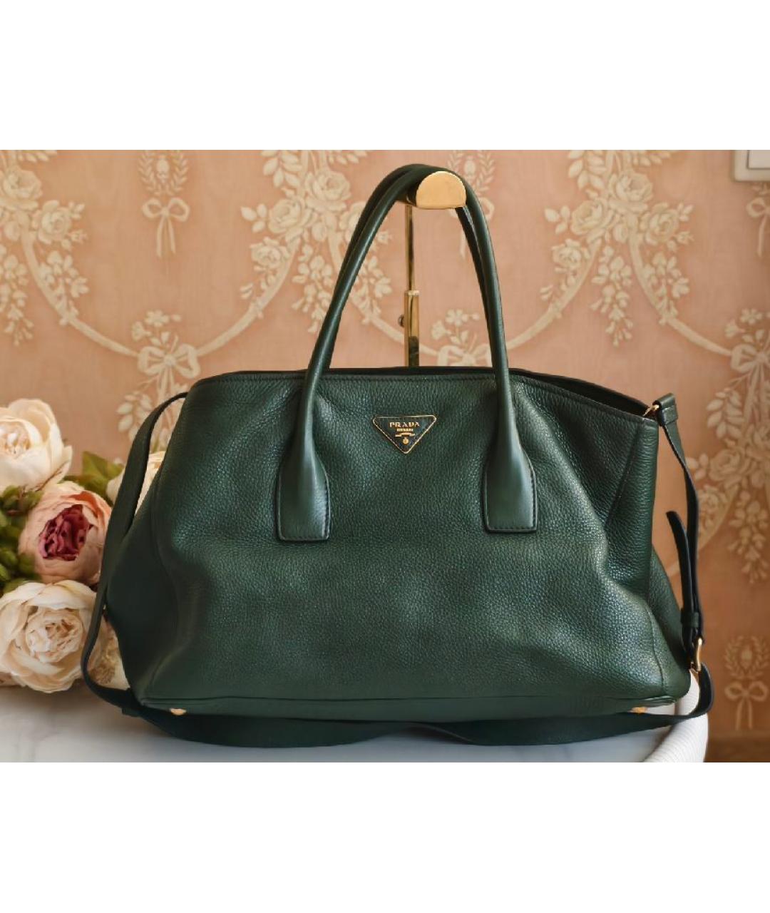 PRADA Зеленая кожаная сумка тоут, фото 9