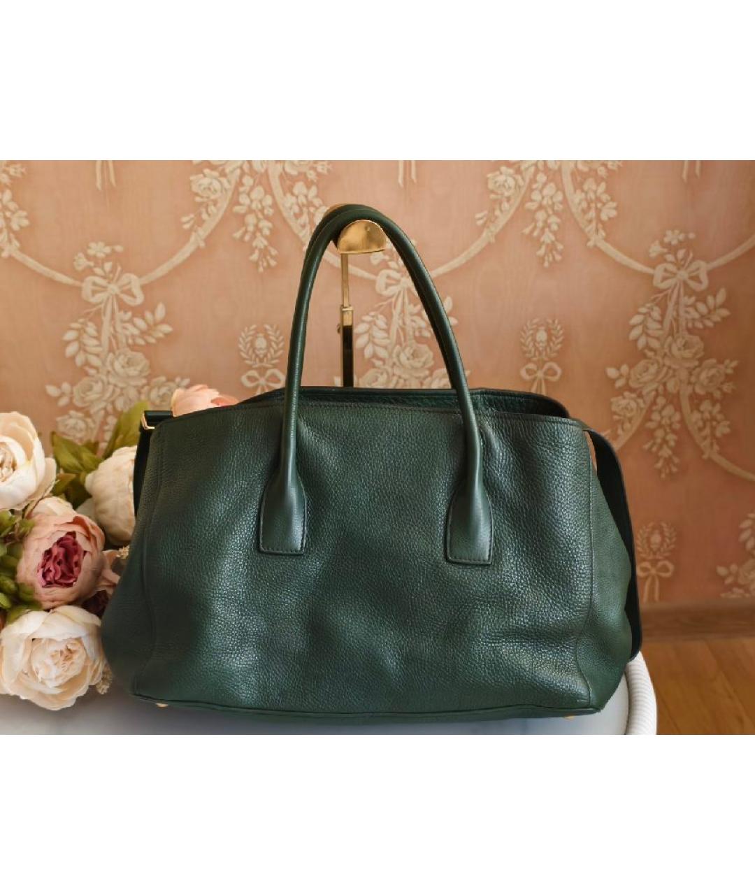 PRADA Зеленая кожаная сумка тоут, фото 3