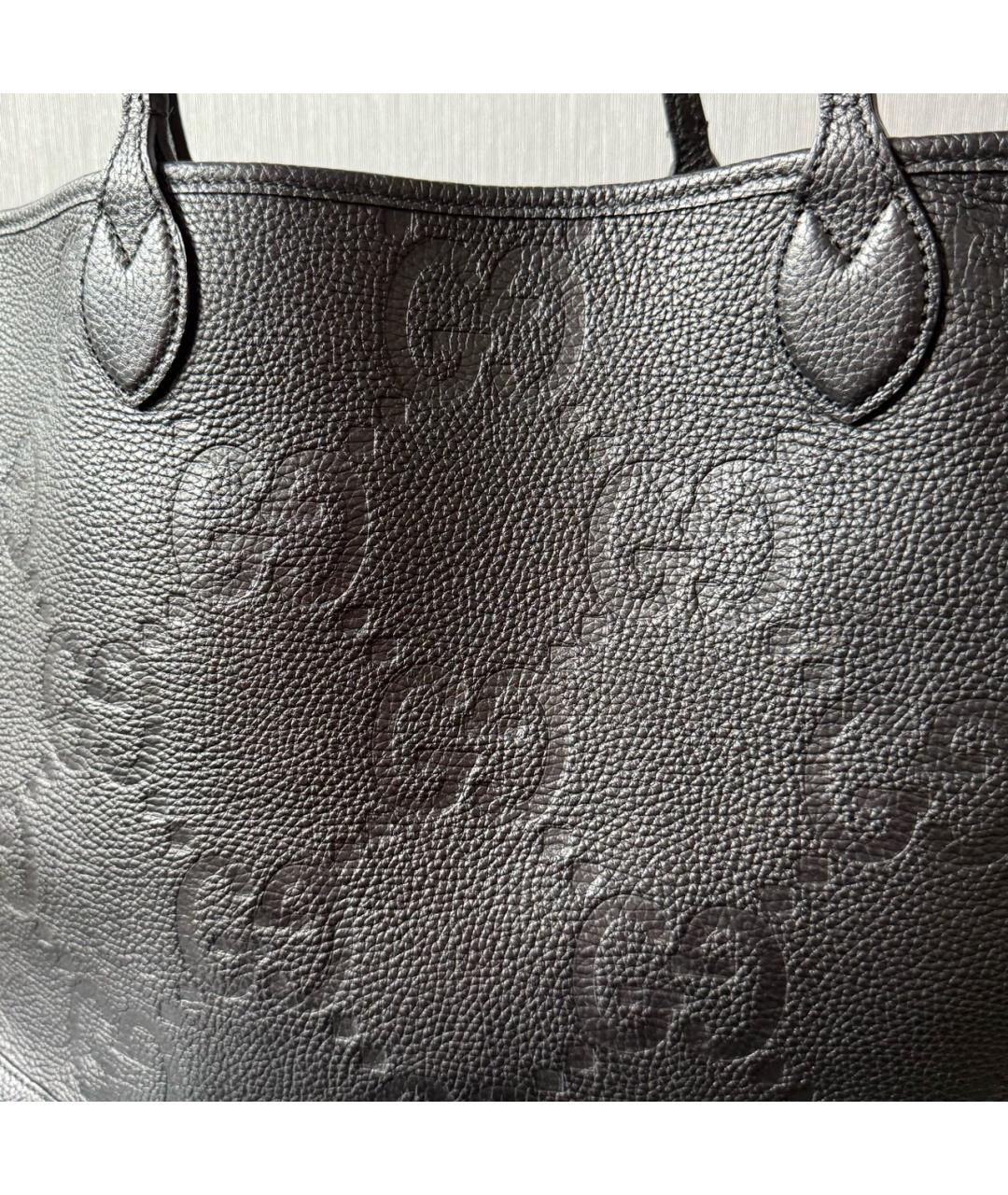 GUCCI Черная кожаная сумка тоут, фото 8
