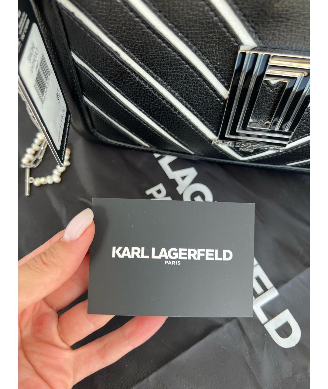 KARL LAGERFELD Черная кожаная сумка с короткими ручками, фото 8