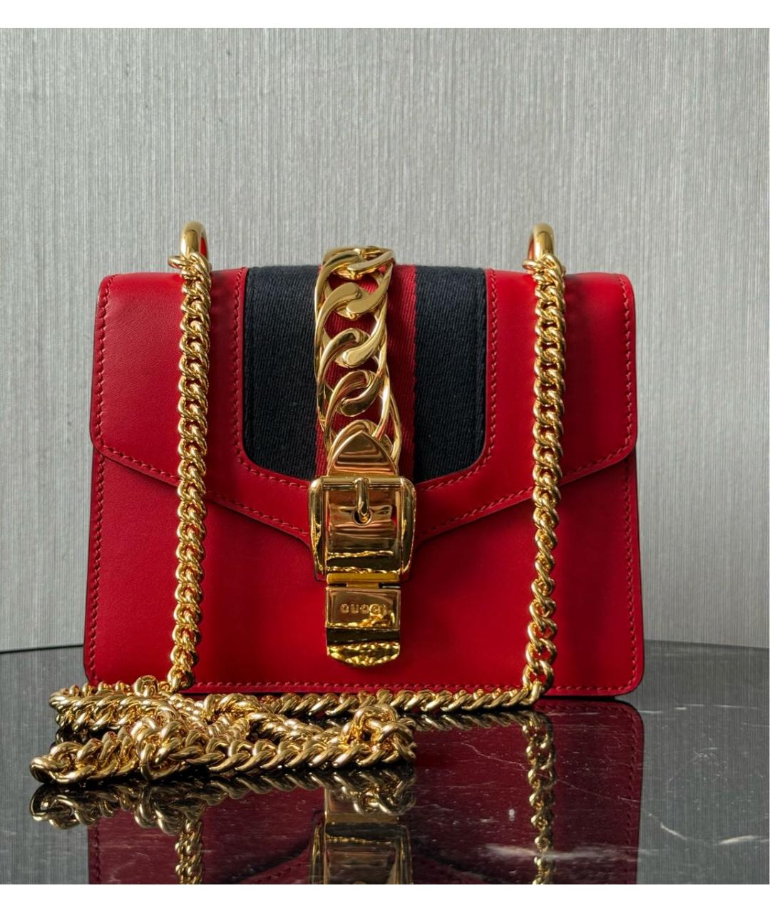 GUCCI Красная кожаная сумка через плечо, фото 2