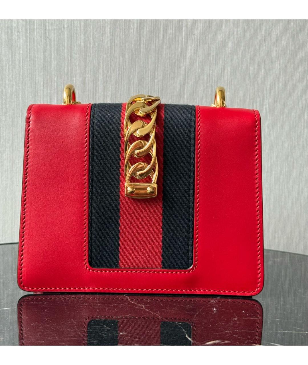 GUCCI Красная кожаная сумка через плечо, фото 3