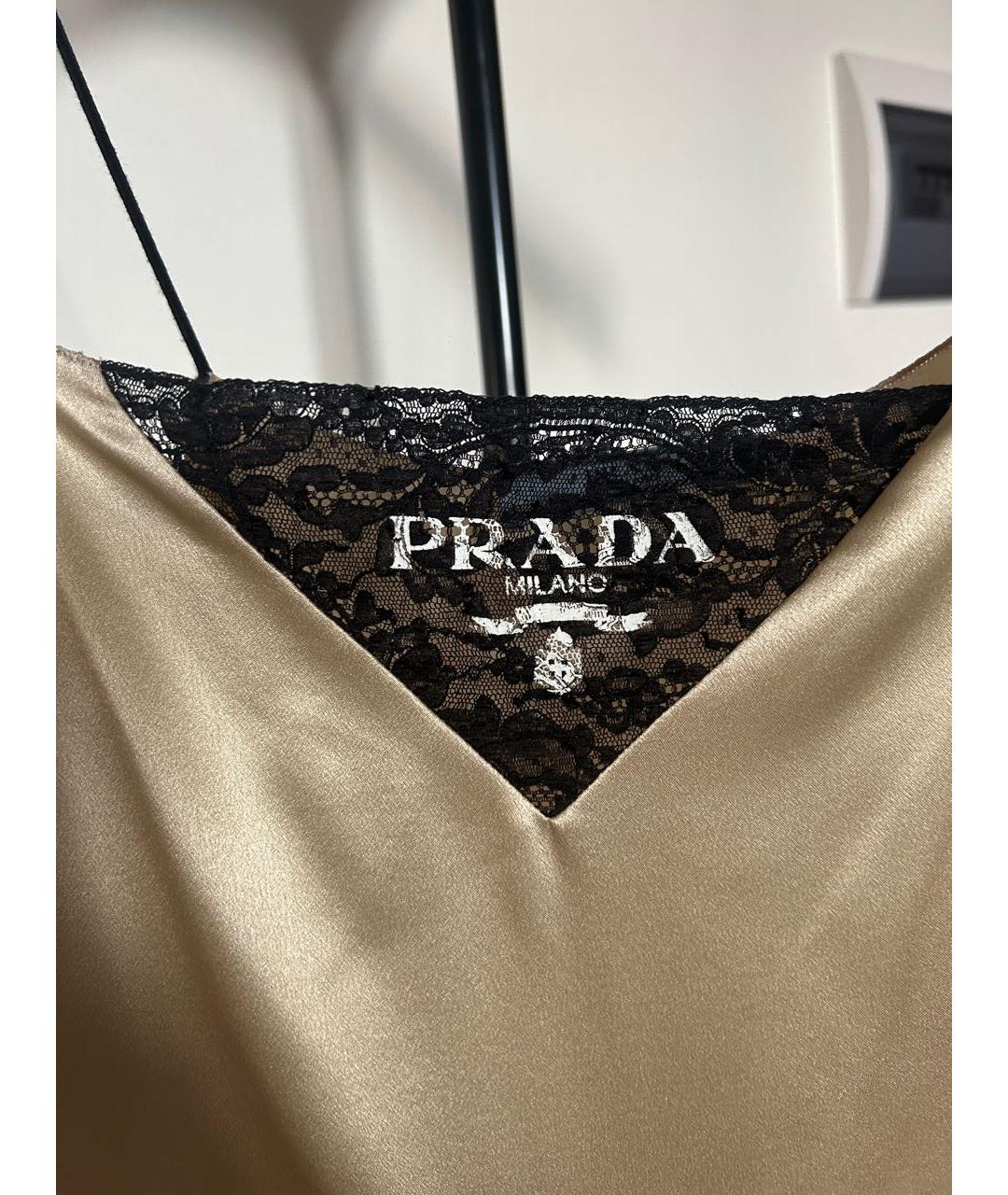 PRADA Золотое шелковое вечернее платье, фото 3