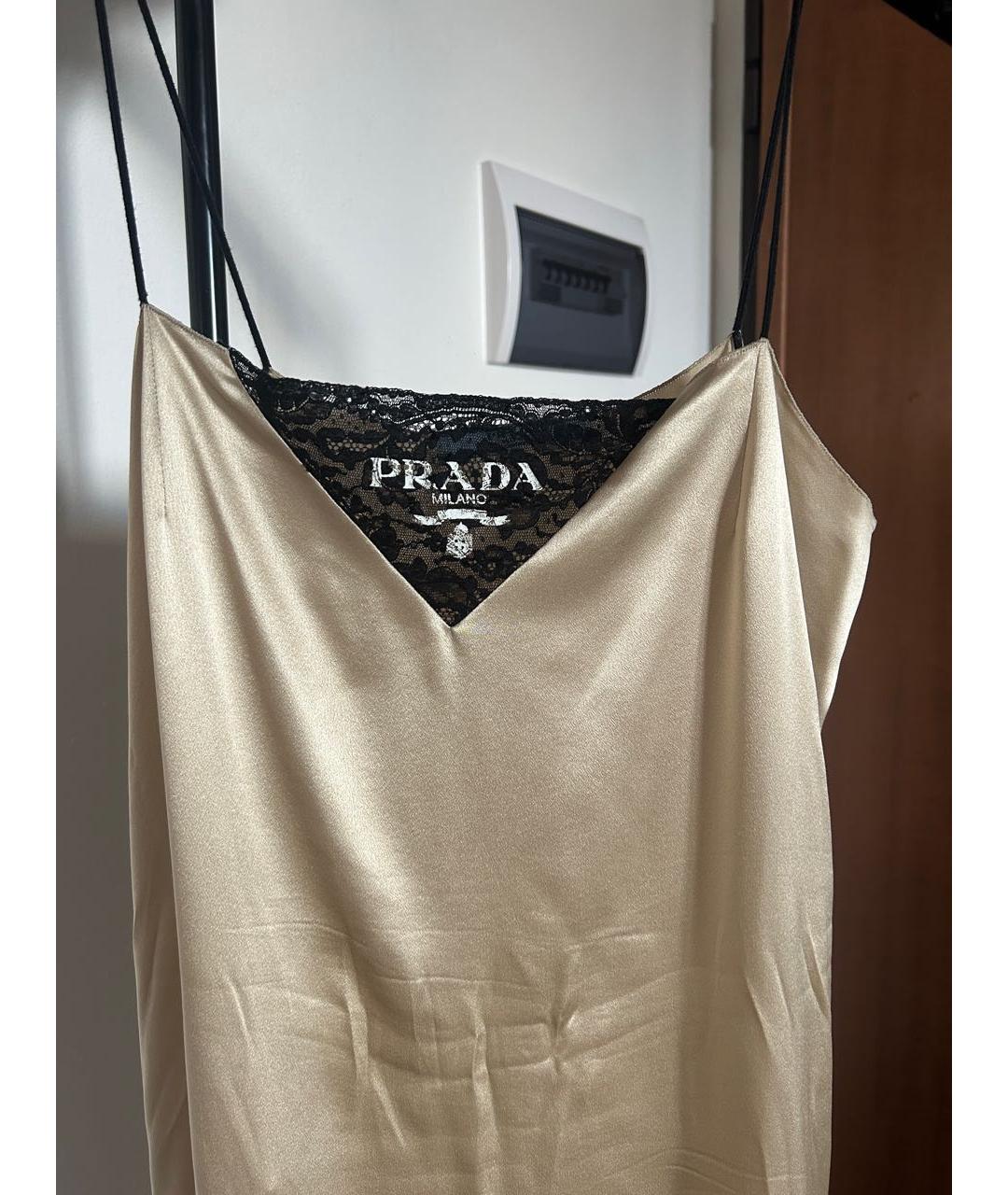 PRADA Золотое шелковое вечернее платье, фото 4