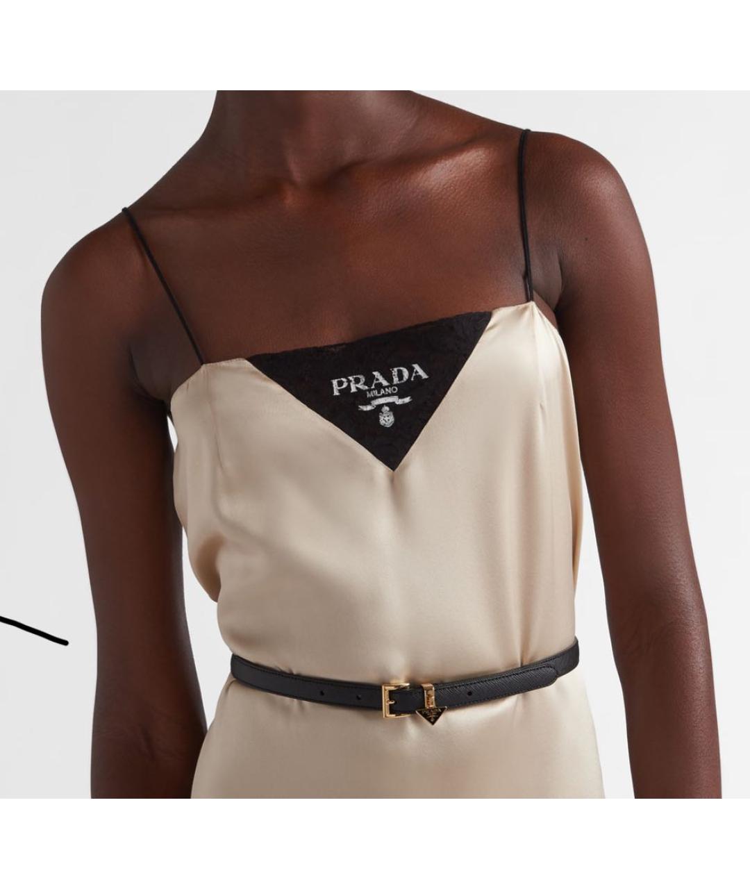 PRADA Золотое шелковое вечернее платье, фото 8