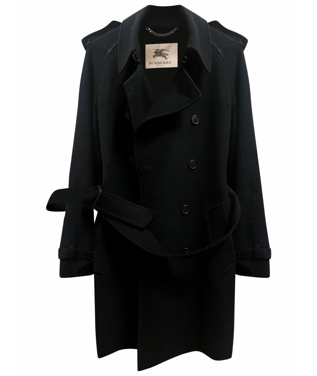 BURBERRY Черное шерстяное пальто, фото 1