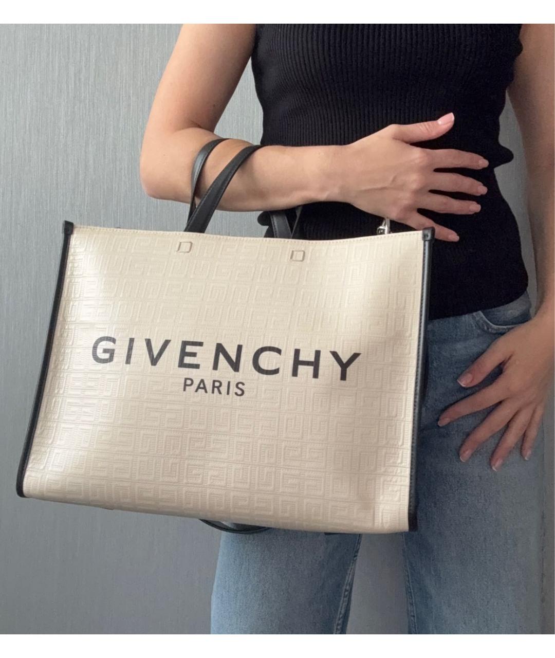 GIVENCHY Бежевая кожаная сумка тоут, фото 5